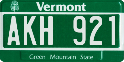 VT license plate AKH921