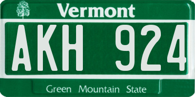 VT license plate AKH924