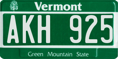 VT license plate AKH925