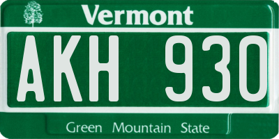 VT license plate AKH930