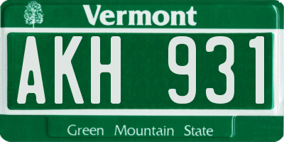 VT license plate AKH931
