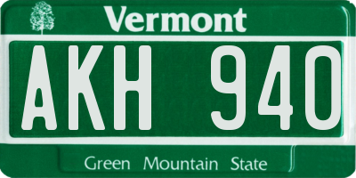 VT license plate AKH940