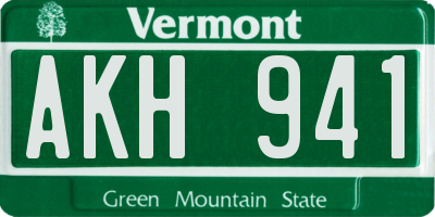 VT license plate AKH941