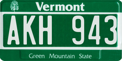 VT license plate AKH943