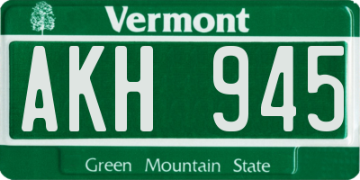 VT license plate AKH945