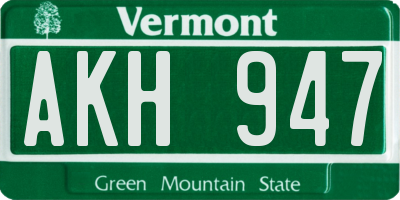 VT license plate AKH947