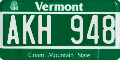 VT license plate AKH948