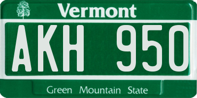 VT license plate AKH950