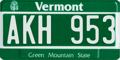 VT license plate AKH953