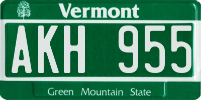 VT license plate AKH955