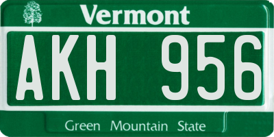 VT license plate AKH956