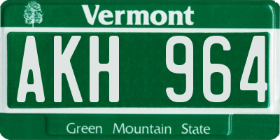 VT license plate AKH964