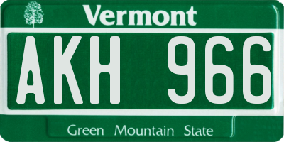 VT license plate AKH966