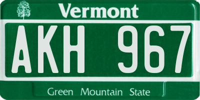 VT license plate AKH967