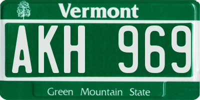 VT license plate AKH969