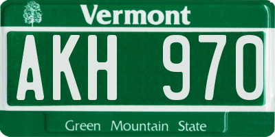 VT license plate AKH970