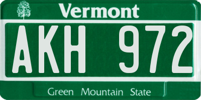 VT license plate AKH972