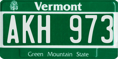 VT license plate AKH973