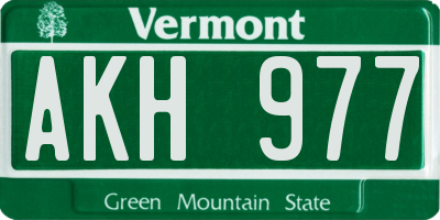 VT license plate AKH977