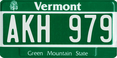 VT license plate AKH979