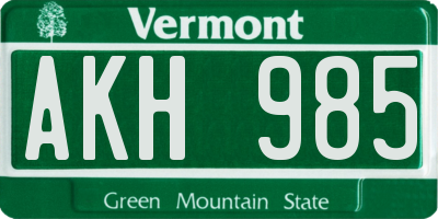 VT license plate AKH985