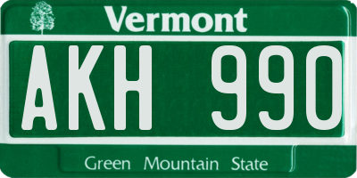 VT license plate AKH990