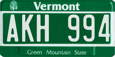 VT license plate AKH994