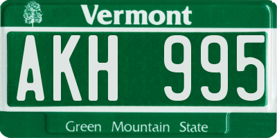VT license plate AKH995