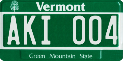 VT license plate AKI004