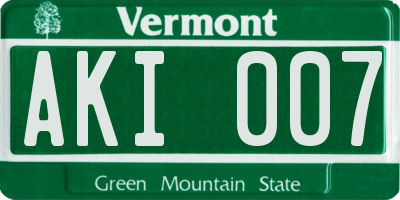 VT license plate AKI007
