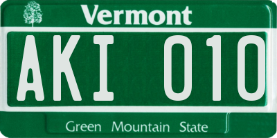 VT license plate AKI010