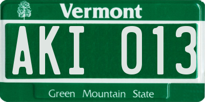 VT license plate AKI013