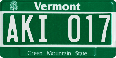 VT license plate AKI017