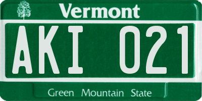 VT license plate AKI021
