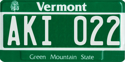 VT license plate AKI022