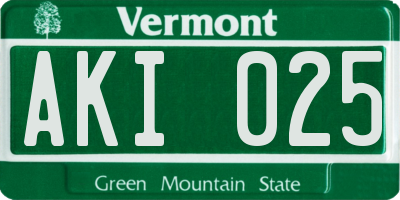 VT license plate AKI025