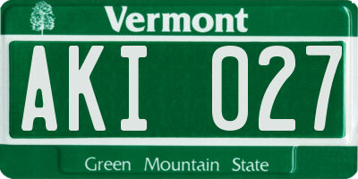 VT license plate AKI027