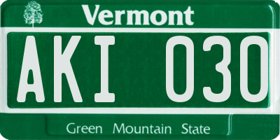 VT license plate AKI030