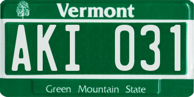 VT license plate AKI031