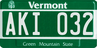 VT license plate AKI032
