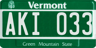 VT license plate AKI033