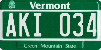 VT license plate AKI034
