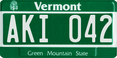 VT license plate AKI042