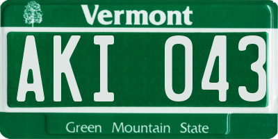 VT license plate AKI043