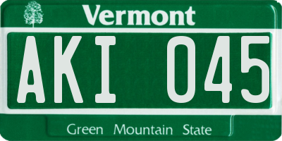 VT license plate AKI045