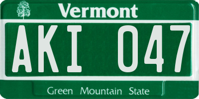 VT license plate AKI047