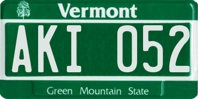 VT license plate AKI052