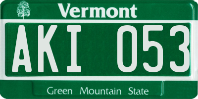 VT license plate AKI053