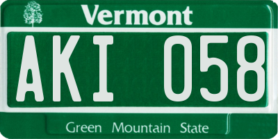 VT license plate AKI058