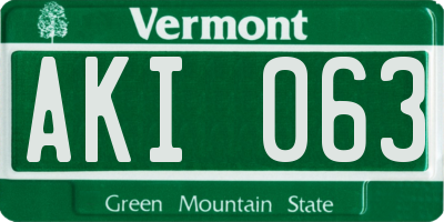 VT license plate AKI063